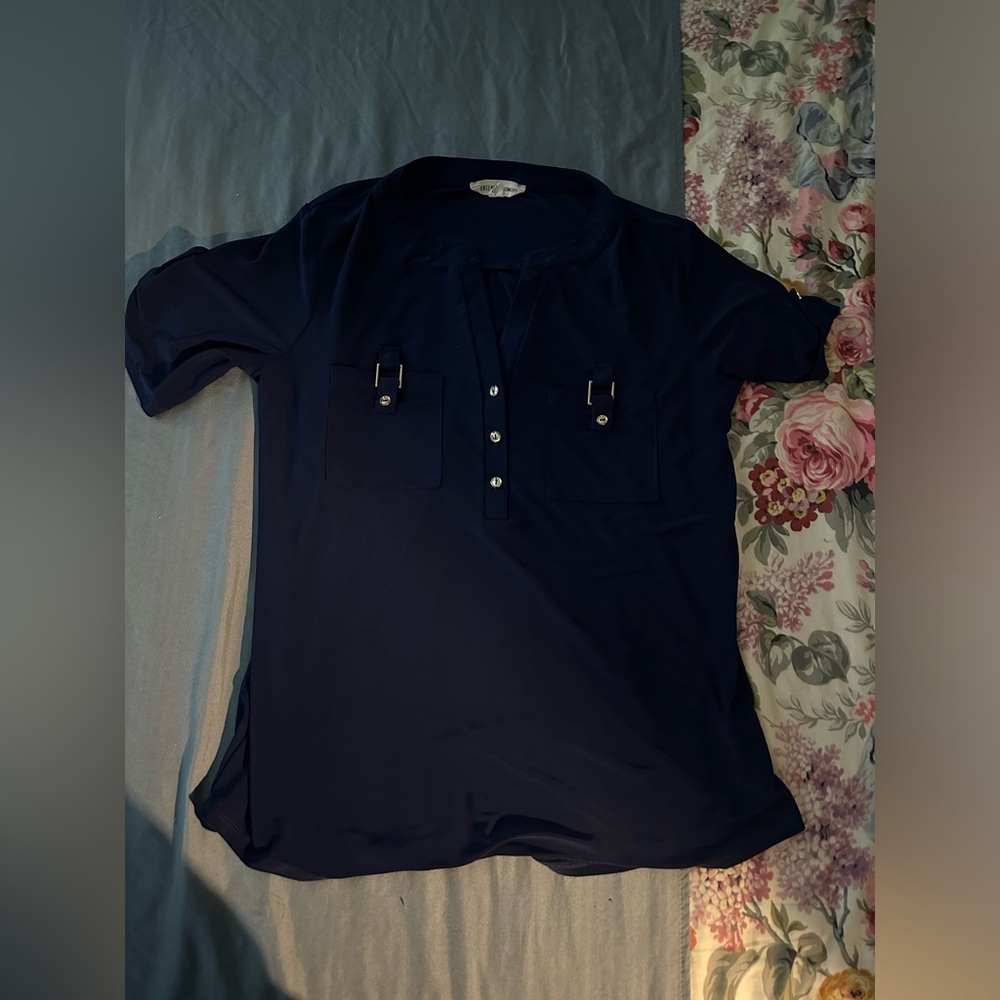 PERSEPTION CONCEPT DARK BLUE SHIRT SIZE SMALL USED VERY STRETCHY !!